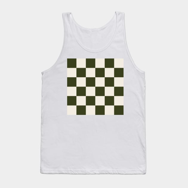 Checkered (Dark Olive Green) Tank Top by summer-sun-art